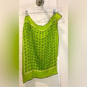 Lime green silk vintage scarf.